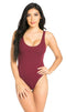 Basic Open Back Thong Bodysuit in Burgundy